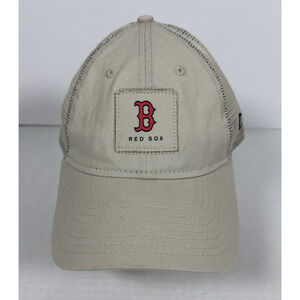 New Era Light Beige Boston Red Sox Square Stitch 9TWENTY Adjustable Hat Women's